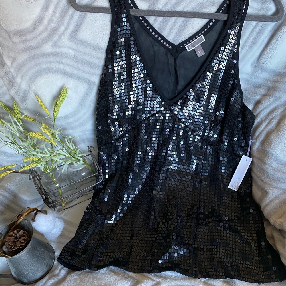 Black Sequin Tank Top